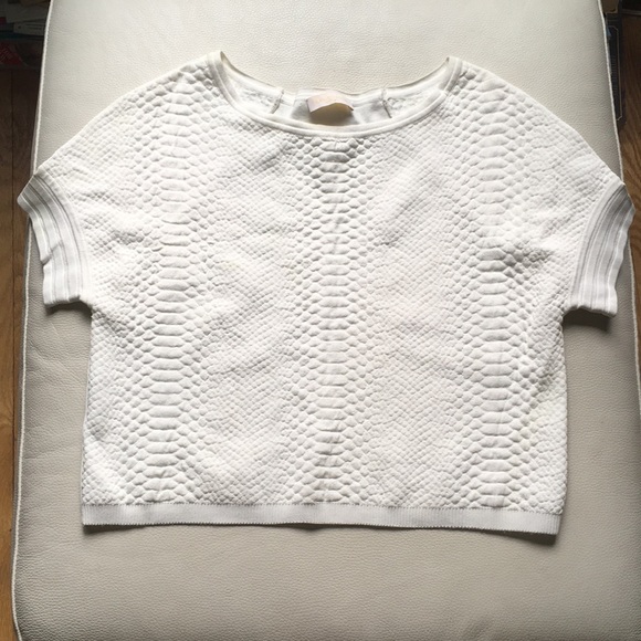 Ramy Brook Sweaters - Ramy Brook Textured Cropped Sweater White/Ivory